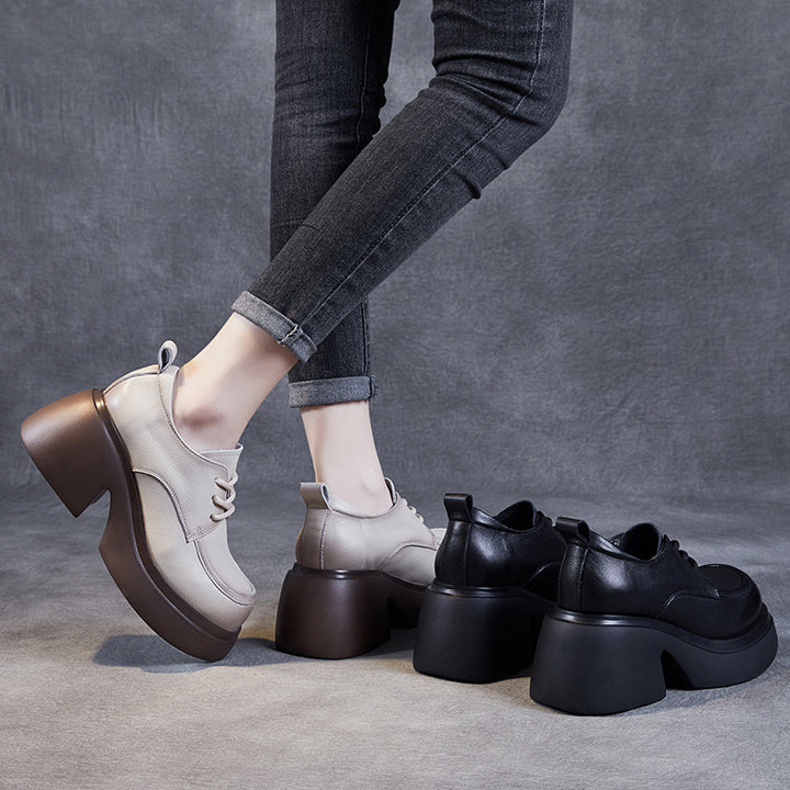 Femme Chunky Platform Oxfords med unikt design Stilla