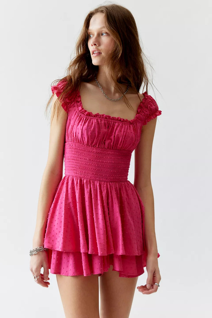 Femme Off-Shoulder Ruffle Mini Kjole Stilla