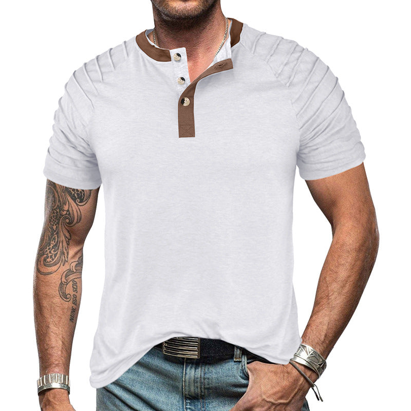 Herrer Poloshirt med quiltede ærmer og moderne knapdetaljer Stilla