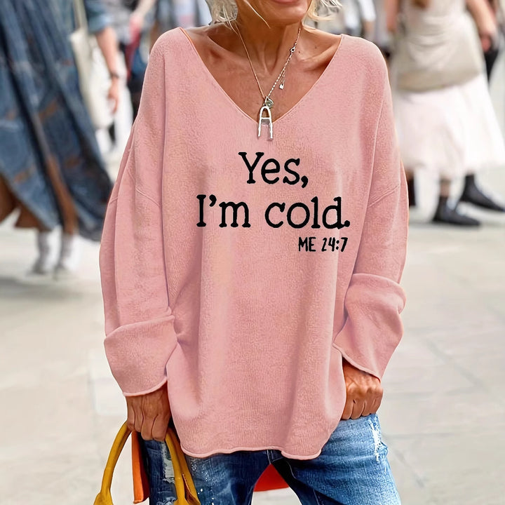 Femme Oversized V-Udskæring Grafik Sweatshirt Stilla