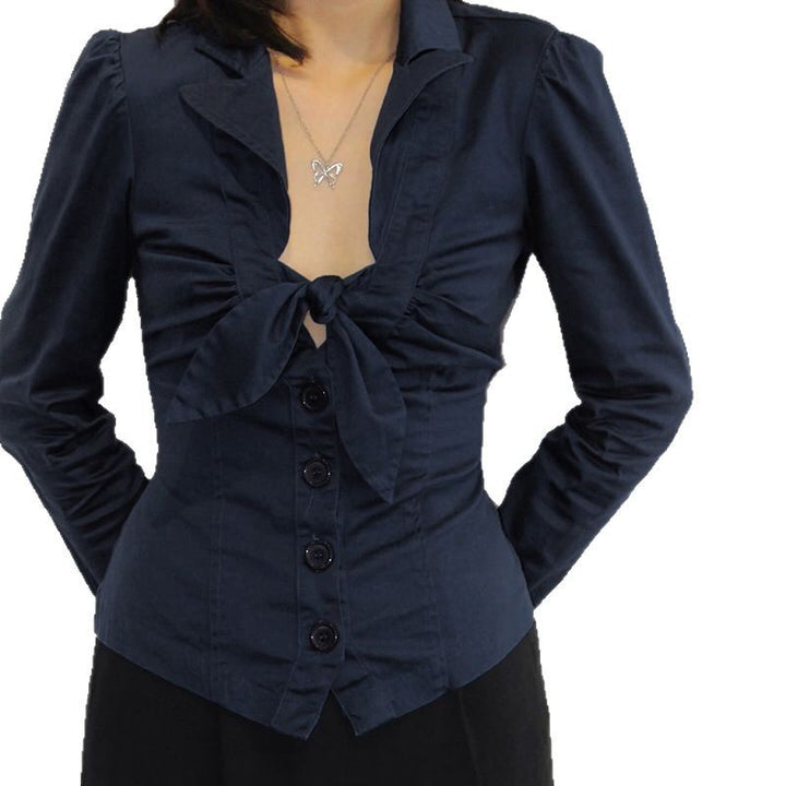 Femme rynket slips front bluse Stilla