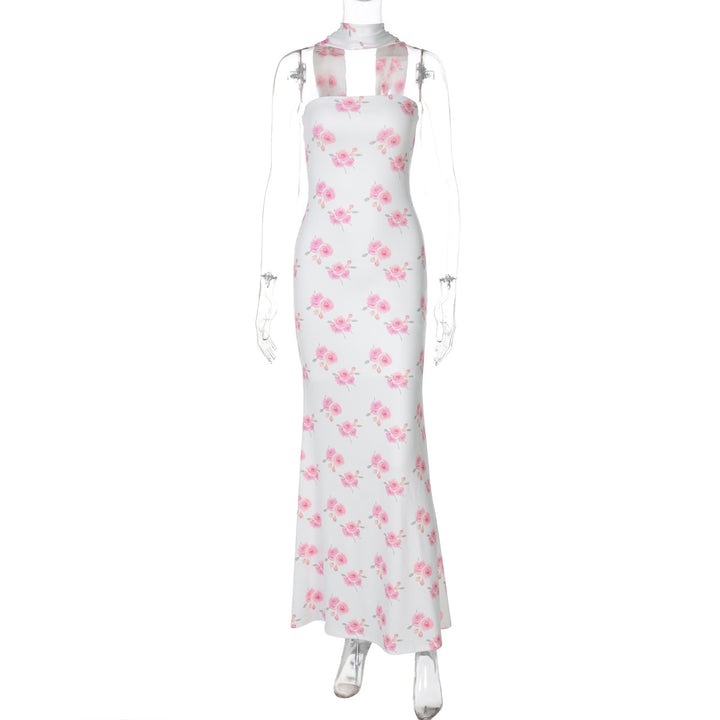 Damer Elegante Maxi-kjole med blomster mønster og skulderfri design Stilla