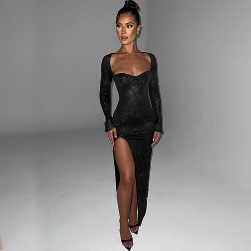 Dame Elegant Maxikjole med transparente indsatser og figursyet snit Stilla