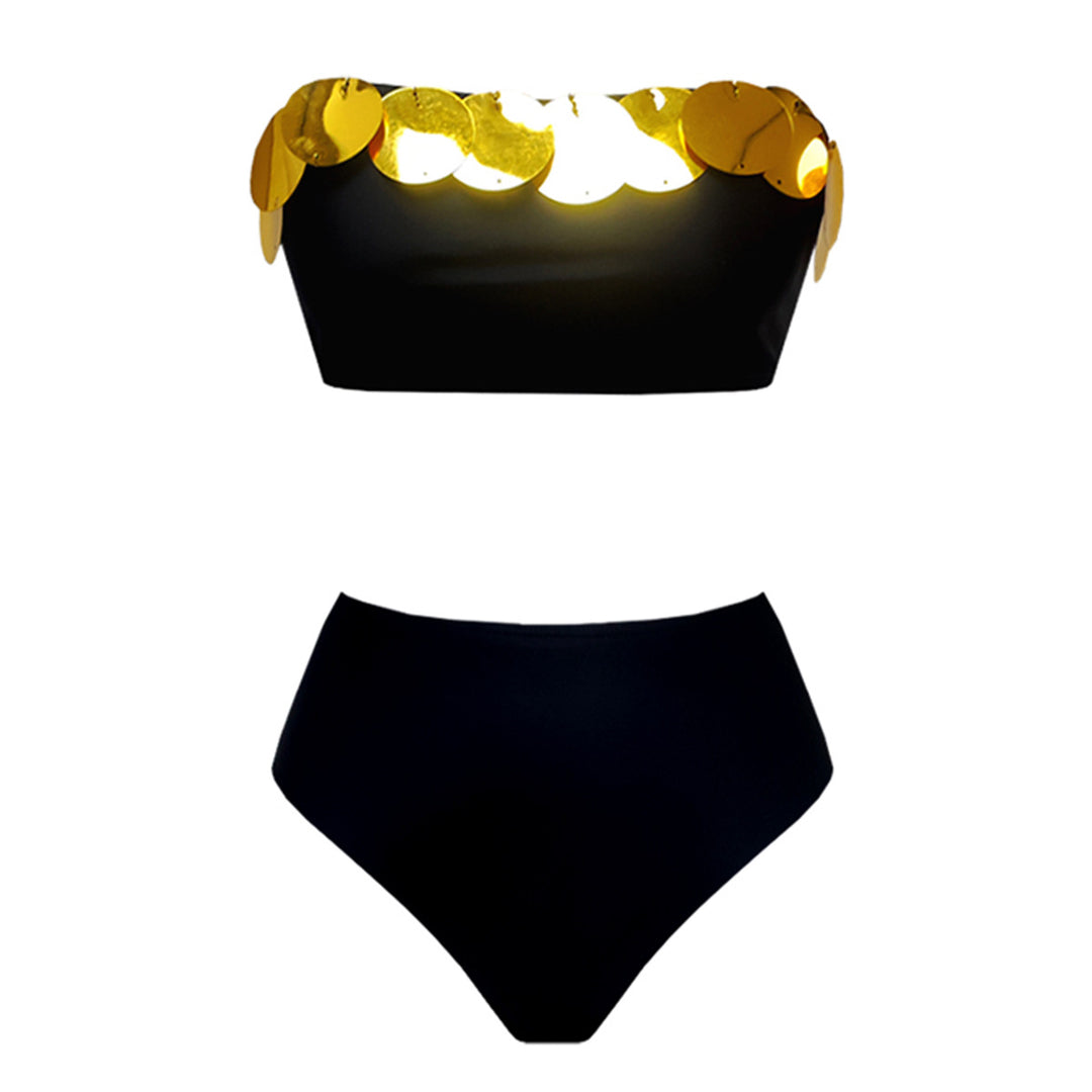 Dame bikini-sæt med glitrende pailletter og høj talje Stilla