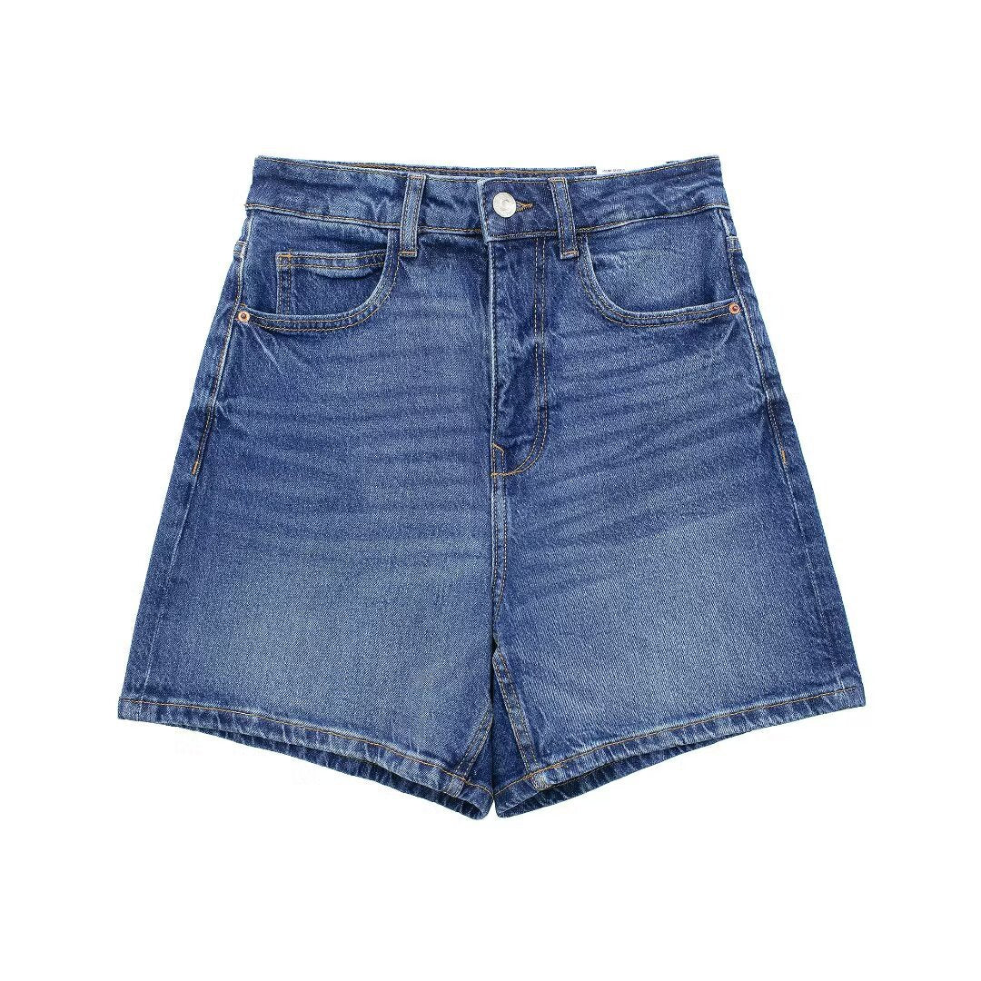 Dame denim shorts i vintage stil med bred pasform og høj talje Skovae