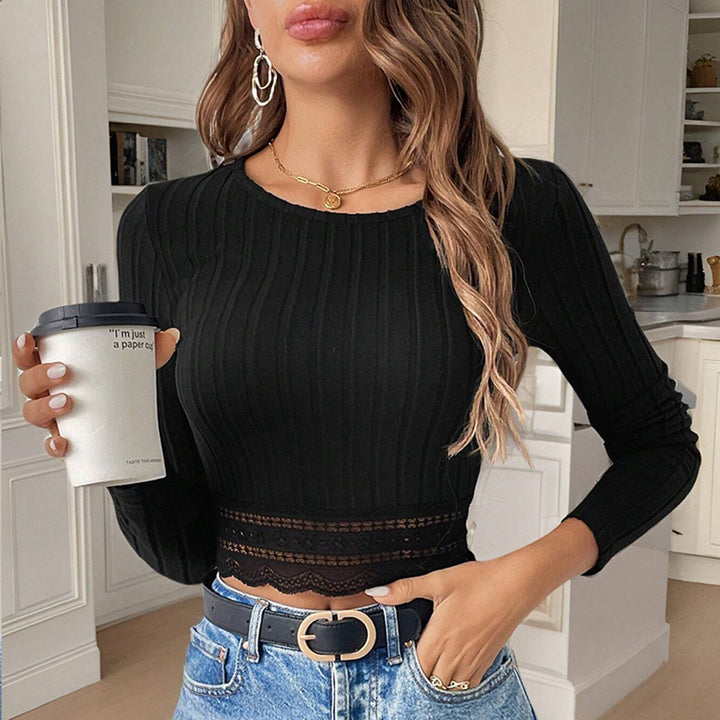 Kvinders cropped langærmet med raffinerede blonder detaljer Stilla