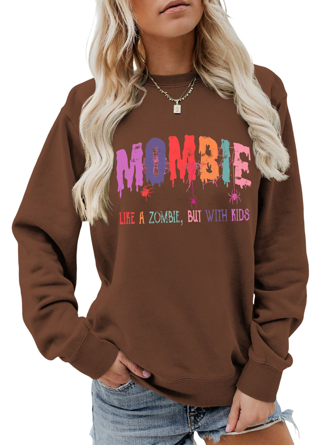 Dame sweatshirt med kreativt zombie-motiv Stilla