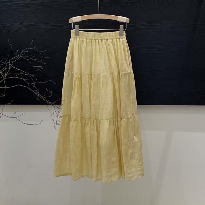 Dame lagdelt Midi-nederdel med elastisk linning Stilla