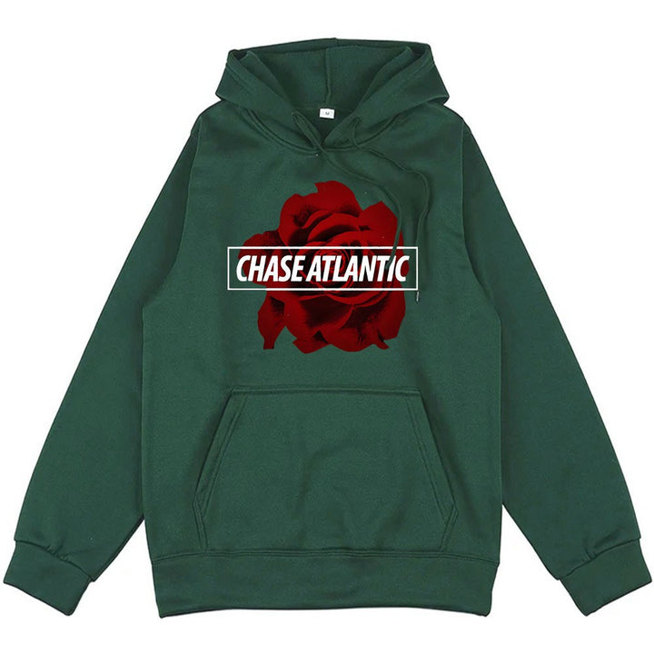 Dame hoodie med romantisk rose design Skovae