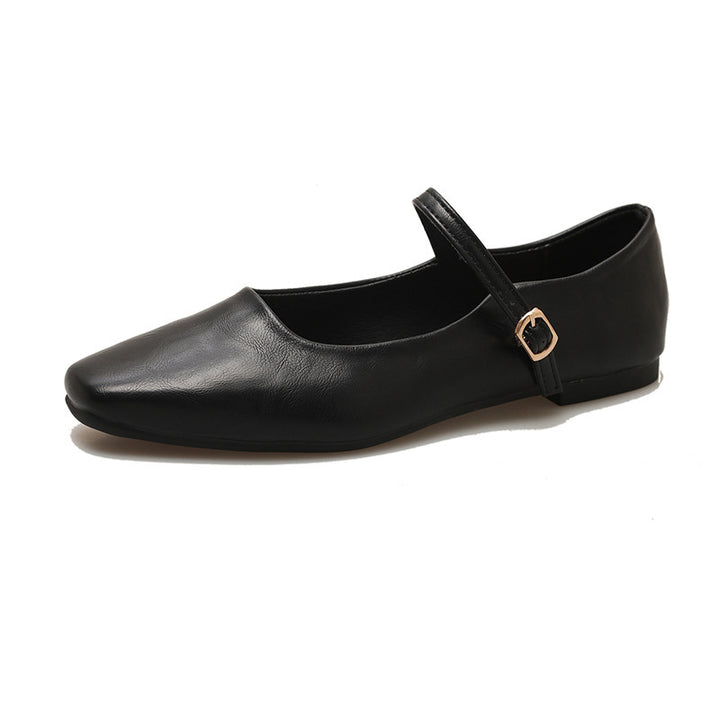 Femme Firkantetå-Mary-Jane-Flats med justerbar ankelrem Stilla