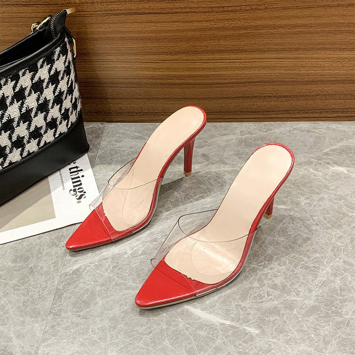 Dame transparente mules med elegant hæl og forførende design Stilla