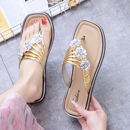 Damer Elegante Flip-Flops med modige blomsterdekorationer Stilla
