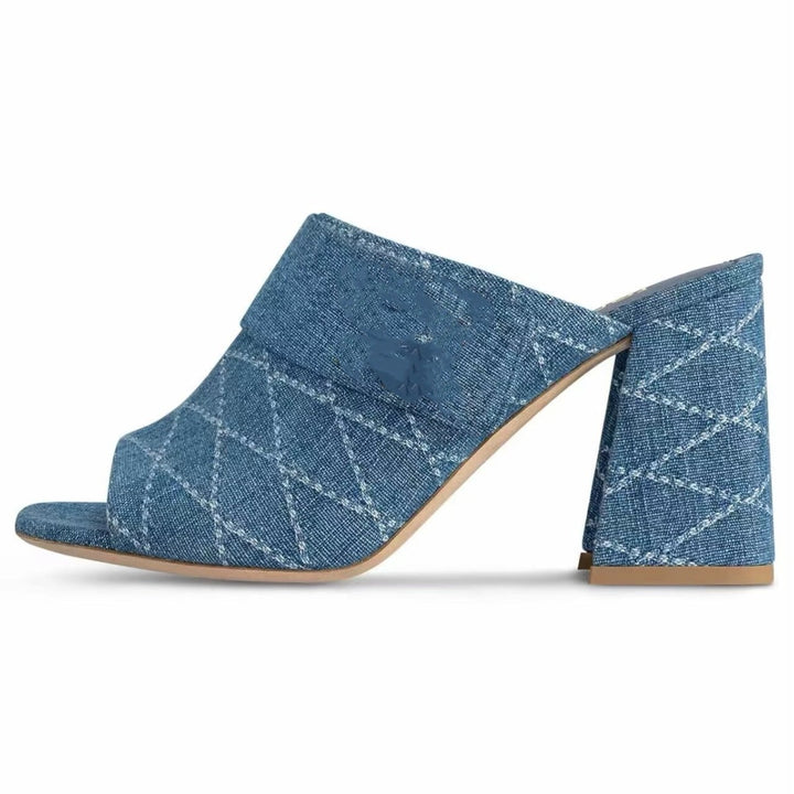Femme Open-Toe Chunky Heel Mules Stilla
