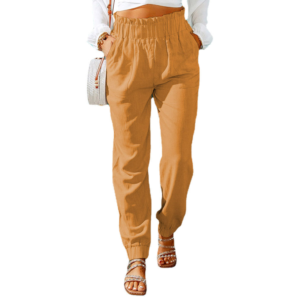 Dame Relaxed Fit Elastisk Taljebukser Stilla