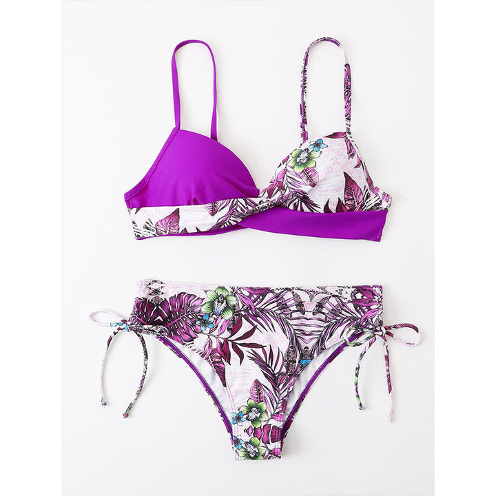 Dame Floral Print Justerbar Bikini-Sæt Stilla