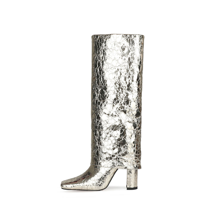 Femme Metaliske Over-knæ Stiletto Støvler Stilla