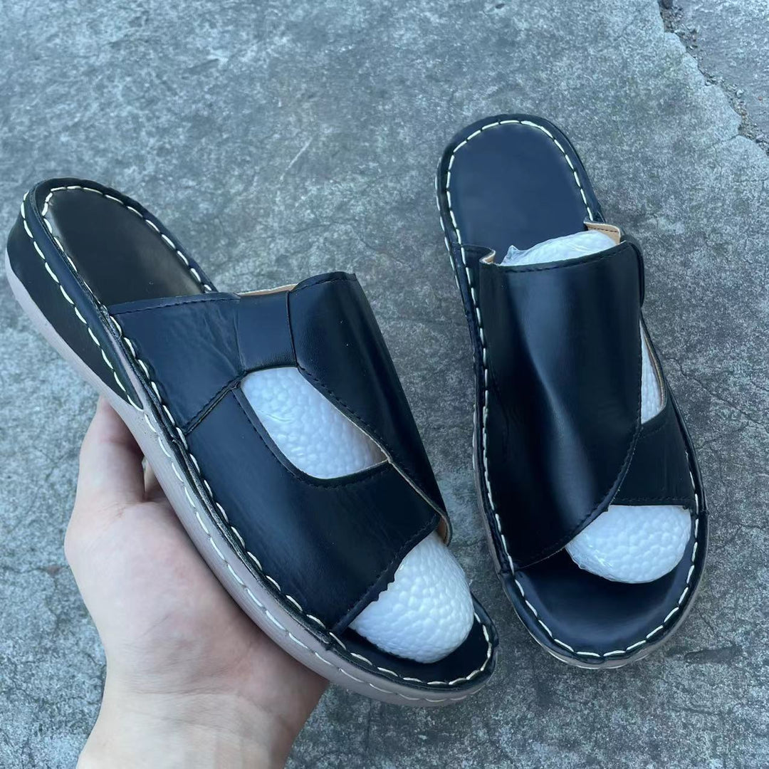 Dame Komfort-sandaler med elastiske indsatser og åndbart overmateriale Stilla