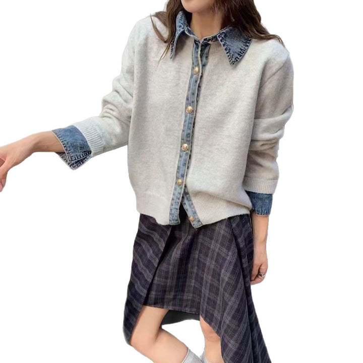 Dame fashionabel cardigan med innovativ krave og elegante knapdetaljer Stilla