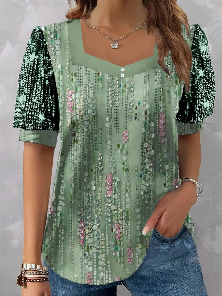 Dame Glitrende V-Pullover Bluse Skovae