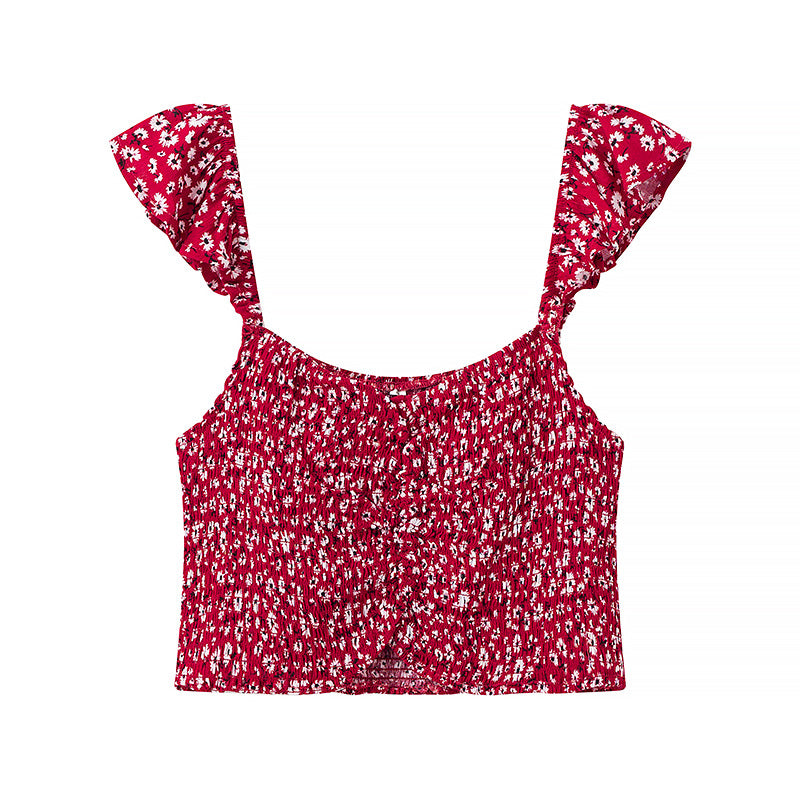Dame sæt bestående af crop top og midi nederdel med blomsterflet mønster Stilla