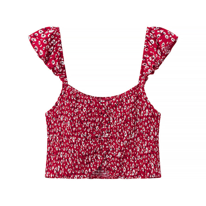 Dame sæt bestående af crop top og midi nederdel med blomsterflet mønster Stilla