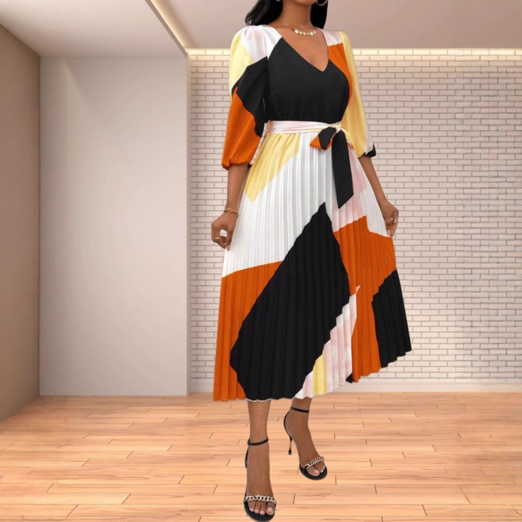 Dame plis nederdel med smart farve design Stilla