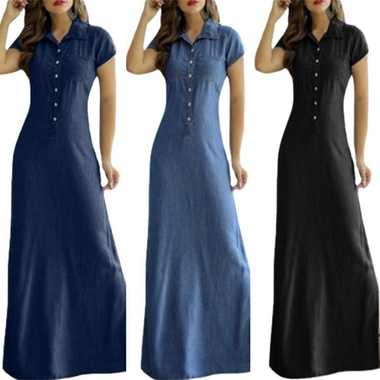 Dame skjortekjole med elegant knapdesign og sideslids Stilla