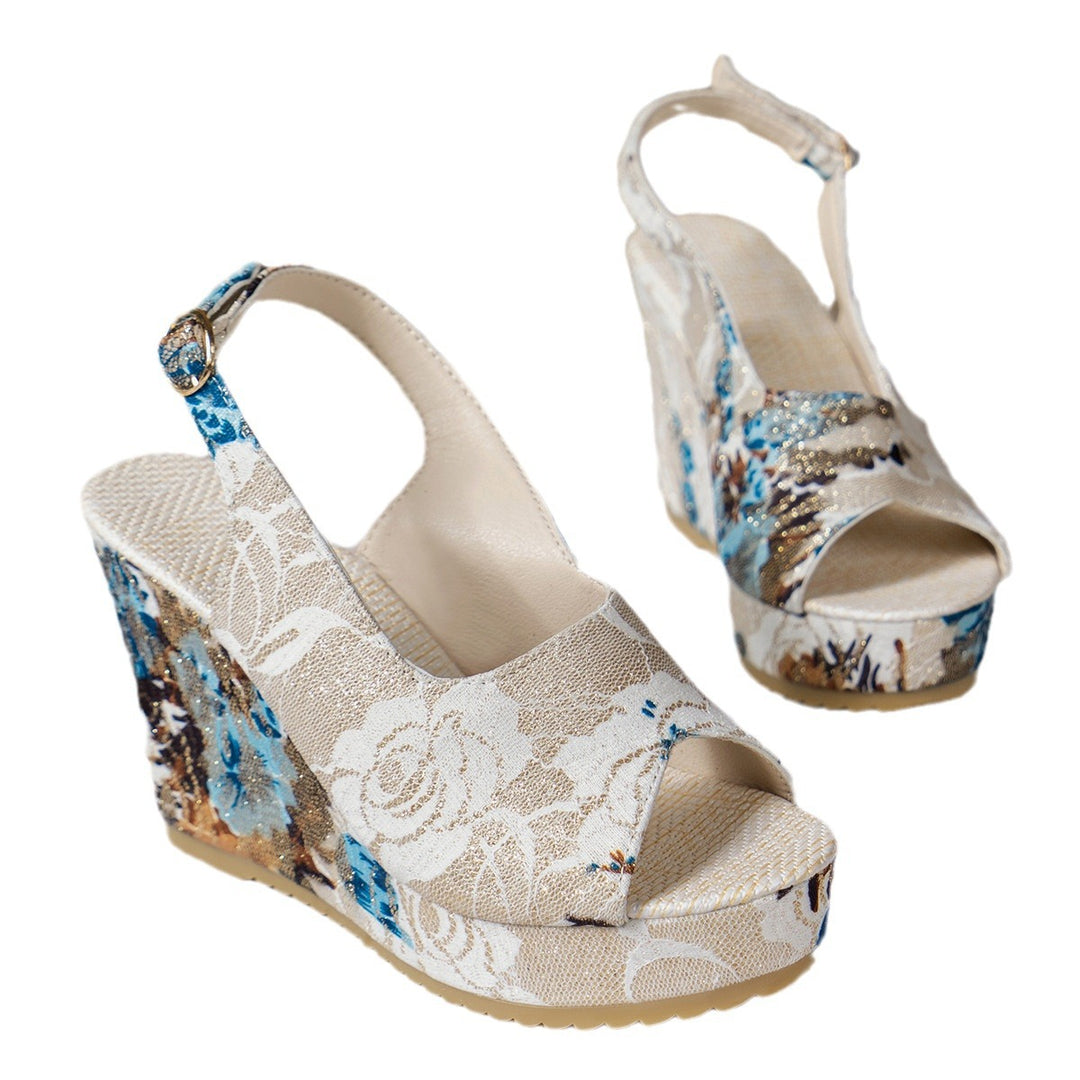 Dame Wedge-sandaler med blomsterdesign og skridsikker sål Stilla