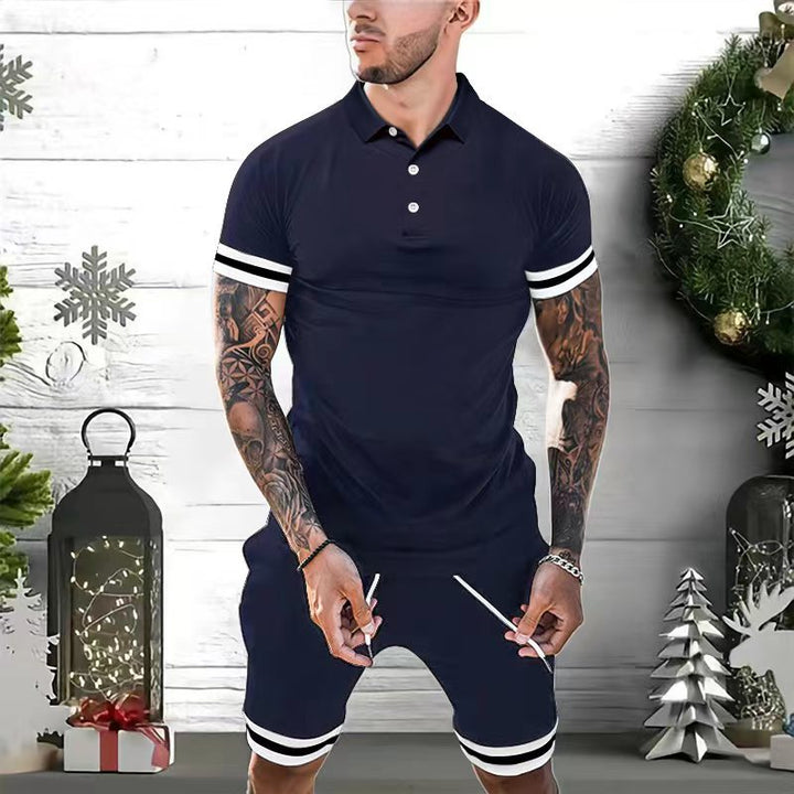 Herrer Sporty Kortærmet Poloshirt med kombineret Shorts-sæt Stilla
