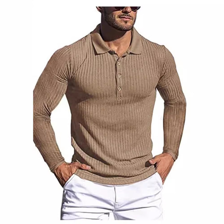 Herre struktureret langærmet polo shirt Stilla