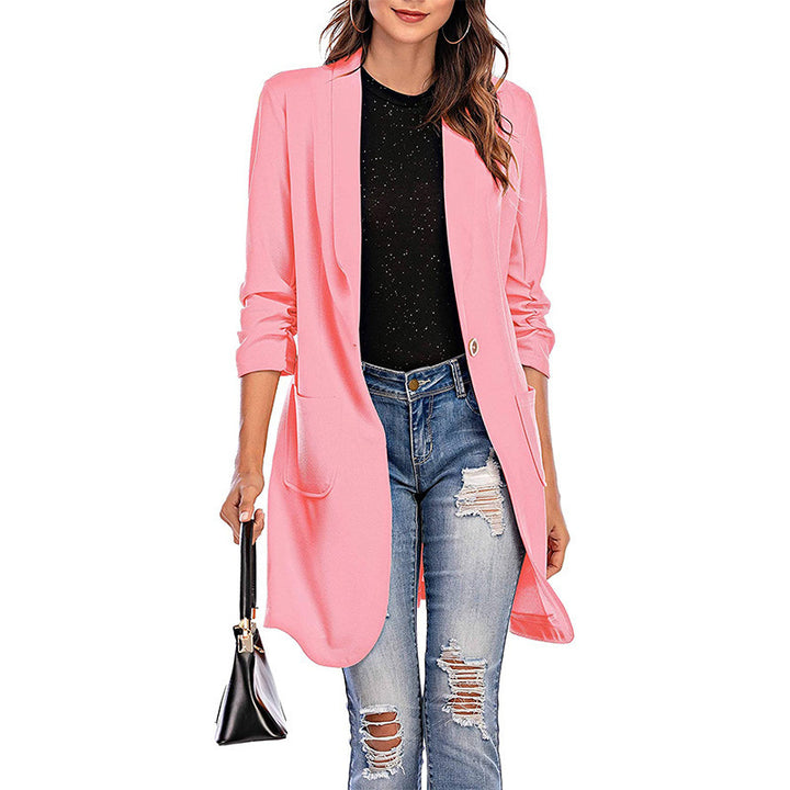 Dame Lang, elegant Blazer med lommer og stilfuld snit Stilla