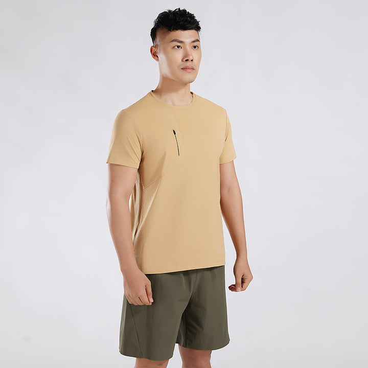 Herrer Sport T-Shirt med åndbare egenskaber og praktisk lynlås Stilla