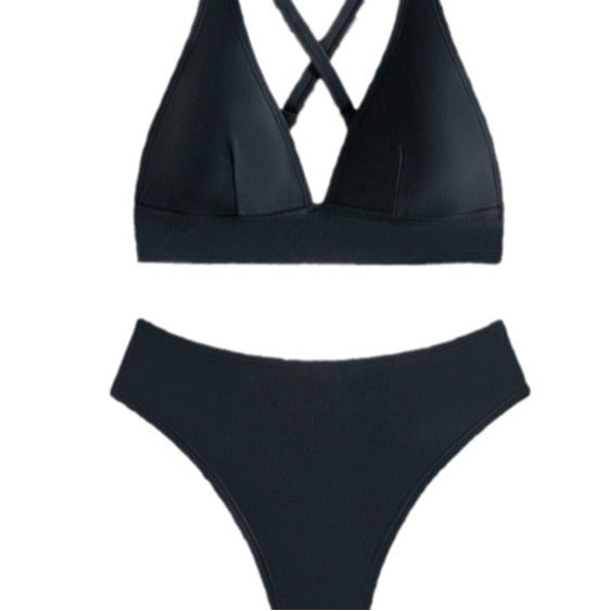 Dame Bikini-sæt med dyb V-udskæring og høj benudskæring Stilla