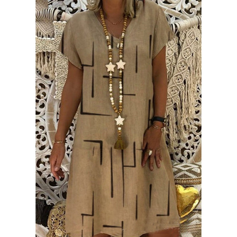 Stilla | Trendy Print V-Hals Kjole