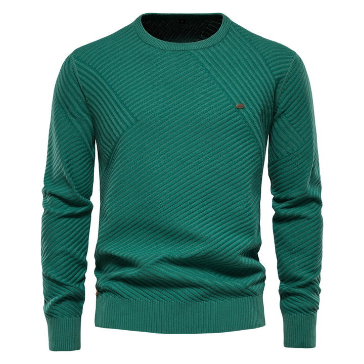 Herrer Rundhals Pullover med struktureret vaffelmønster Stilla