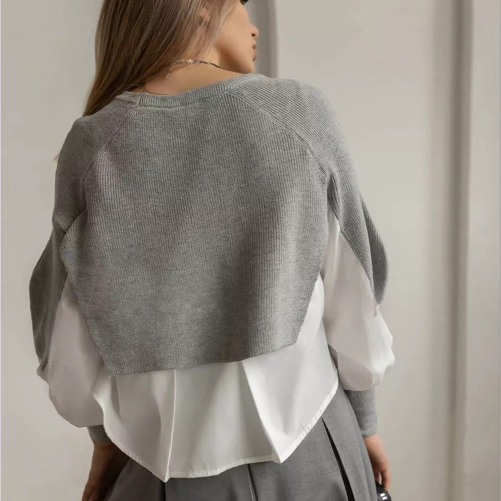 Dame cropped sweater med innovativ lag-på-lag effekt Stilla