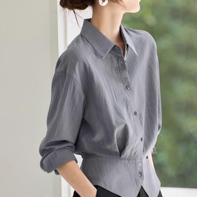 Kvinders elegante oversized bluse med taljebælte Stilla