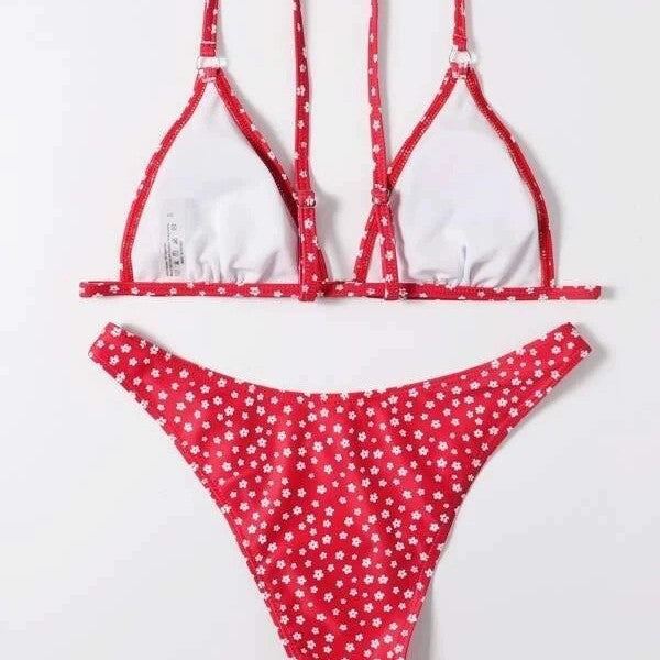 Dame Blomsterprint Trekant Bikini Sæt Stilla 1750840142