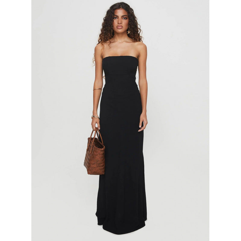 Kvinder Strapless A-linje Maxi Kjole Stilla