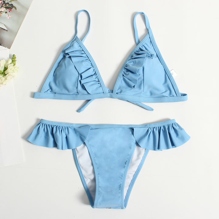 Dame Triangel-Bikini med legende ruffle-design og justerbare stropper Stilla