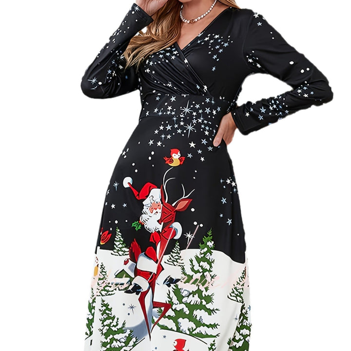 Dame fest kjole med juledesign og omslag Stilla