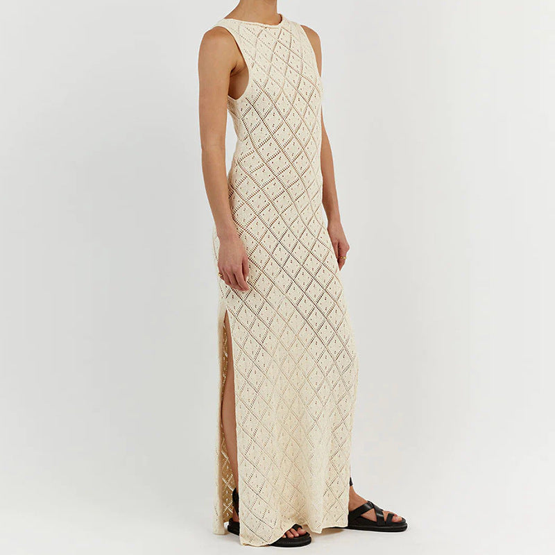 Dame Maxikjole med moderne strikkedesign Stilla