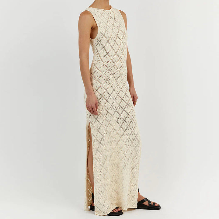 Dame Maxikjole med moderne strikkedesign Stilla