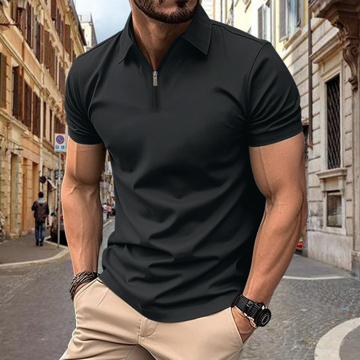 Herrer polo shirt med moderigtigt lynlås og åndbare egenskaber Stilla