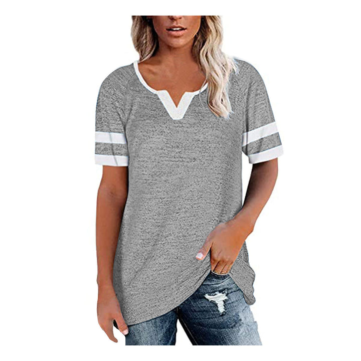 Dame Lækkert V-hals T-shirt med sporty stribemotiv Stilla