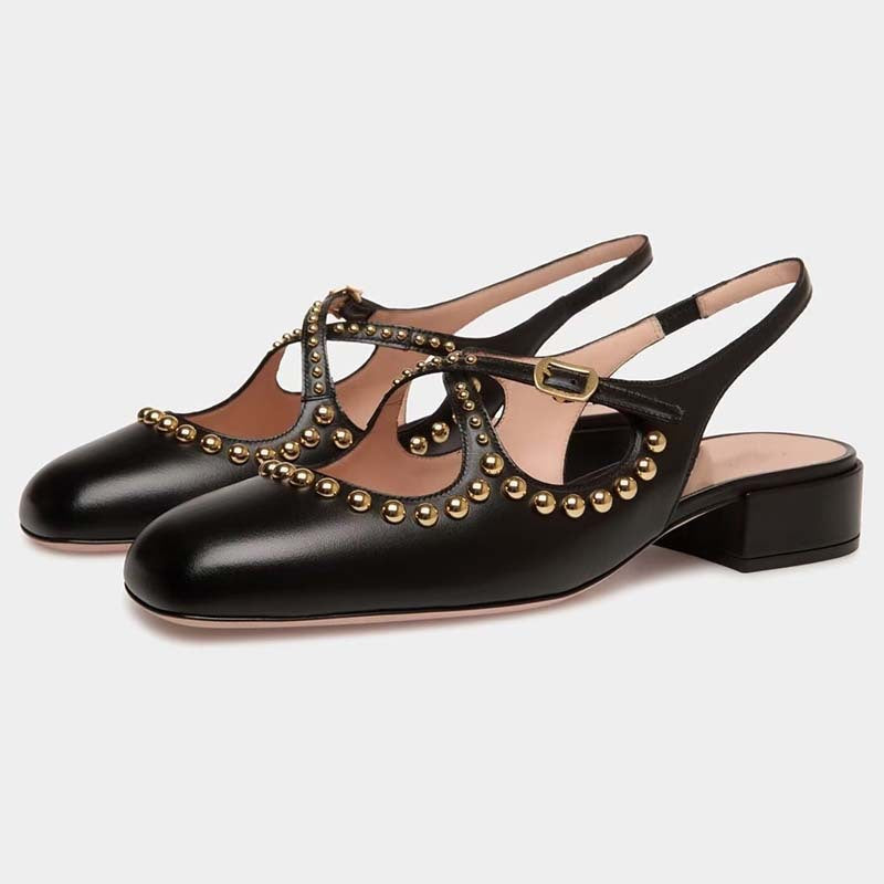 Femme Elegante Slingback Blokhælet Mules Stilla