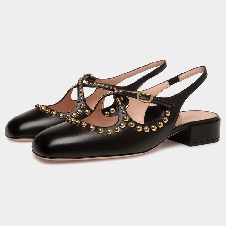 Femme Elegante Slingback Blokhælet Mules Stilla