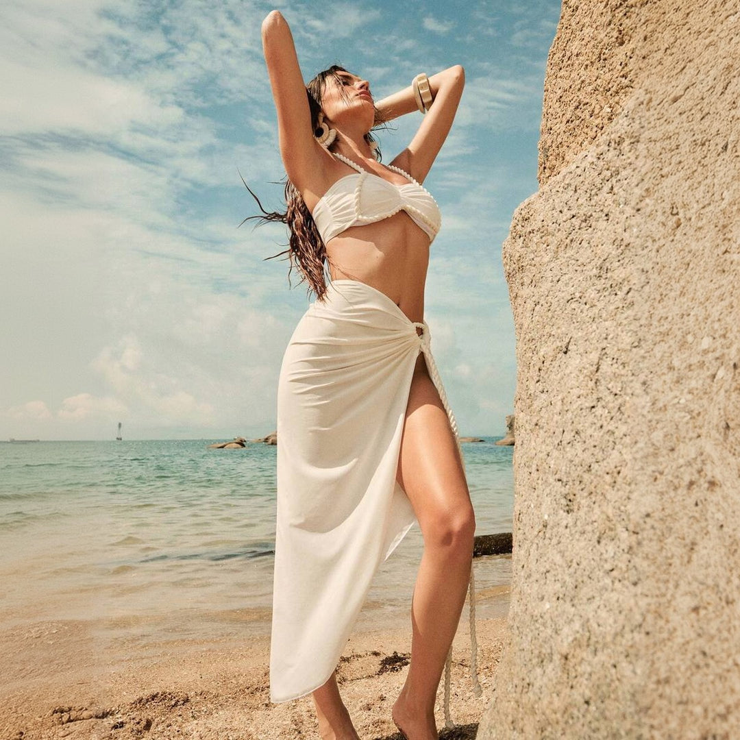 Dame elegant bikini med indpaknings nederdel Skovae