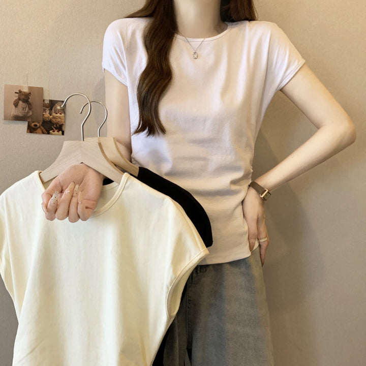 Femme Kortærmet Figursyet Trendy T-shirt Stilla