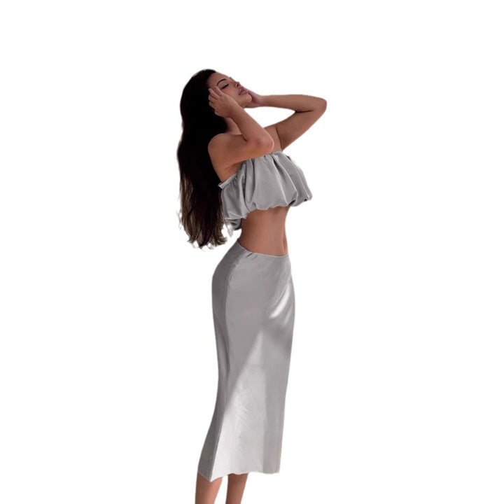 Dame Stilfuld Bandeau-top med voluminøst flæsedesign Stilla